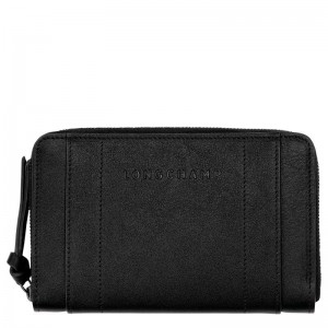 Longchamp 3D Women Wallet Black | Australia-928ZKCLUX