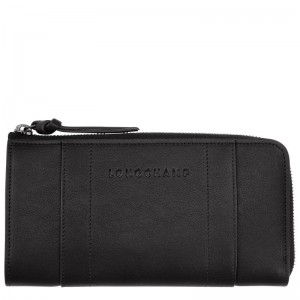 Longchamp 3D Zip Around Women Wallet Black | Australia-938DIXKFY