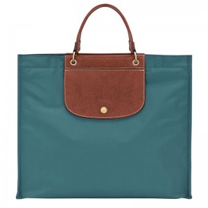 Longchamp Cabas L Women Tote Bag Blue Green | Australia-190OGLVQZ