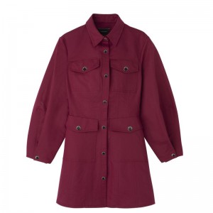 Longchamp Canvas Women Dress Dark Red | Australia-617ODGJWI