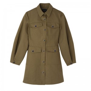 Longchamp Canvas Women Dress Olive | Australia-893UNXBPK