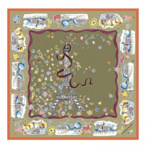 Longchamp Equestrian Tower 50 Women Scarf Olive / Multicolor | Australia-583DWUEJP