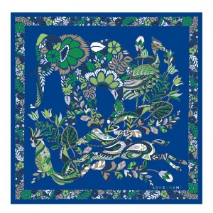 Longchamp Forêt 50 Women Scarf Light Blue | Australia-835HPZUFN