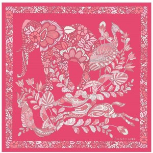 Longchamp Forêt 50 Women Scarf Pink | Australia-021ZAQTCK
