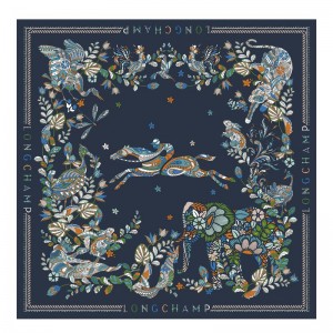 Longchamp Forêt 90 Women Scarf Navy | Australia-034XGTJRU