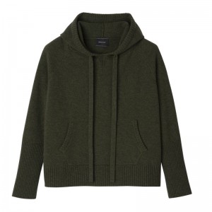 Longchamp Hoodie Women Jumper Khaki | Australia-026NDHBAV