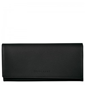 Longchamp Le Foulonné Continental Women Wallet Black | Australia-916VLMAOY