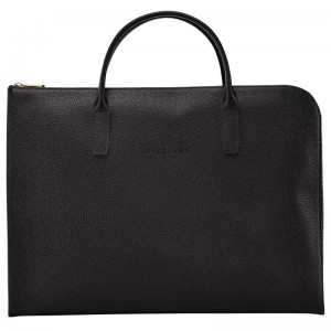 Longchamp Le Foulonné S Men Briefcase Black | Australia-513HQLKSJ