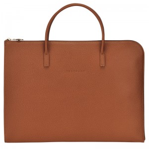 Longchamp Le Foulonné S Men Briefcase Brown | Australia-503BRJPZW