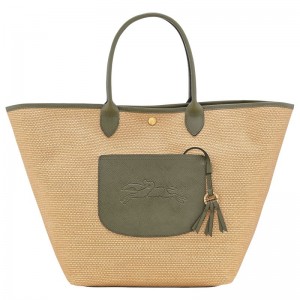 Longchamp Le Pliage Collection L Basket Women Tote Bag Brown / Olive | Australia-368YFSOBI