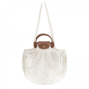 Longchamp Le Pliage Filet L Women Mesh Bag Cream | Australia-584OSWVHN