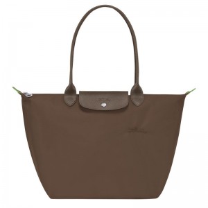 Longchamp Le Pliage Green L Women Tote Bag Dark Brown | Australia-673XAVGWC