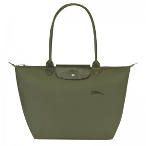 Longchamp Le Pliage Green L Women Tote Bag Dark Green | Australia-142CEASXD