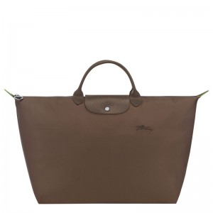 Longchamp Le Pliage Green L Women Travel Bag Dark Brown | Australia-607BGUALN