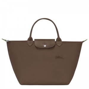 Longchamp Le Pliage Green M Women Handbag Dark Brown | Australia-985QWZKIX