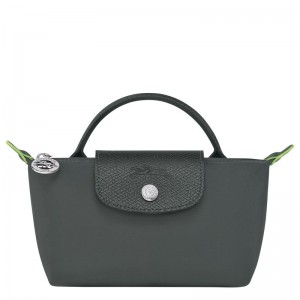 Longchamp Le Pliage Green With Handle Women Pouch Deep Grey | Australia-768HKTSJP
