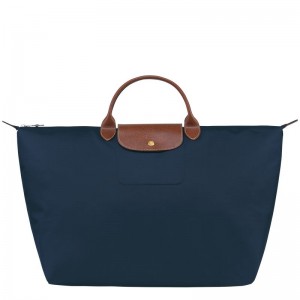Longchamp Le Pliage Original L Men Travel Bag Navy | Australia-397SFJMWO