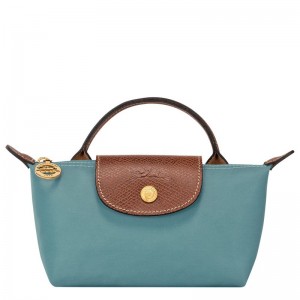 Longchamp Le Pliage Original With Handle Women Pouch Blue | Australia-091BYEVMA