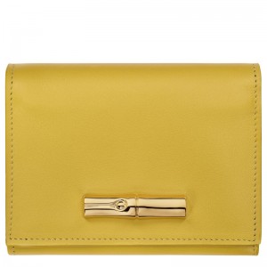 Longchamp Le Roseau Compact Women Wallet Yellow | Australia-678ZTQPXW