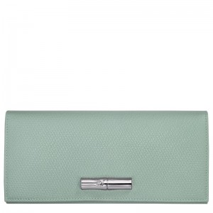 Longchamp Le Roseau Flap Women Wallet Blue Green | Australia-087RJOULE