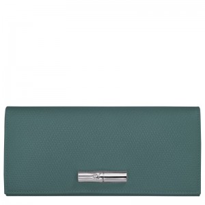 Longchamp Le Roseau Flap Women Wallet Blue Green | Australia-642JCTKME