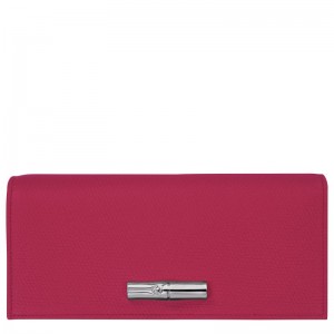 Longchamp Le Roseau Flap Women Wallet Dark Pink | Australia-568BDXZGW