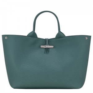 Longchamp Le Roseau L Women Handbag Blue Green | Australia-817IUNXDQ