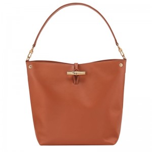 Longchamp Le Roseau M Women Hobo Bag Orange / Cream | Australia-693GVBKRI
