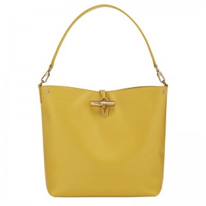 Longchamp Le Roseau M Women Hobo Bag Yellow | Australia-128JQSKAT