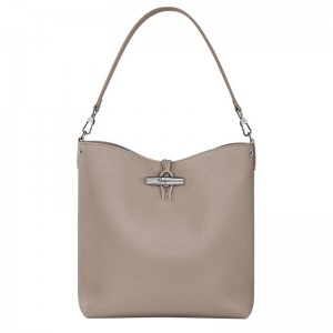 Longchamp Le Roseau M Women Shoulder Bag Beige | Australia-816FBLRYW