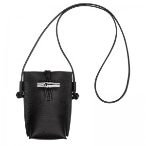 Longchamp Le Roseau Women Phone Case Black | Australia-209ACZSYQ