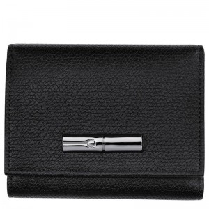 Longchamp Le Roseau Women Wallet Black | Australia-459BUCSJE