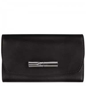 Longchamp Le Roseau Women Wallet Black | Australia-294IWAYDV