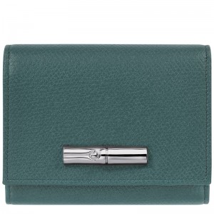 Longchamp Le Roseau Women Wallet Blue Green | Australia-108ETKULR