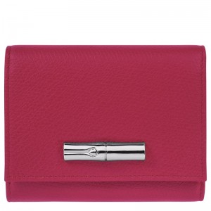 Longchamp Le Roseau Women Wallet Dark Pink | Australia-314CDAYWV