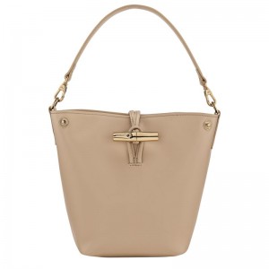 Longchamp Le Roseau Xs Women Bucket Bag Beige | Australia-561JVSXRP
