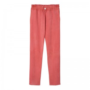 Longchamp Leather Straight Women Pants Pink | Australia-139QPKFOT