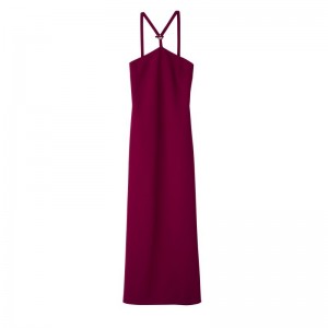 Longchamp Long Women Dress Dark Red | Australia-325AFLHYZ