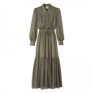 Longchamp Long Women Dress Green | Australia-679AEBMZO