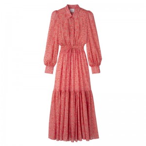 Longchamp Long Women Dress Pink | Australia-678HVWYCR