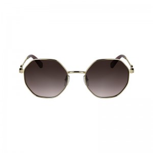 Longchamp Metal Women Sunglasses Gold / Brown Pink | Australia-189JASXIN