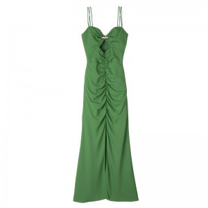 Longchamp Midi Women Dress Green | Australia-415RCJMPG