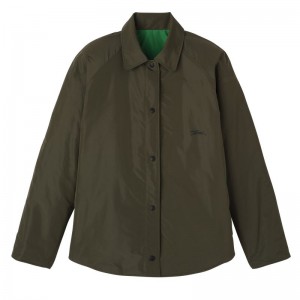 Longchamp Padded Blouson Women Jacket Khaki / Green | Australia-124SFNMPO