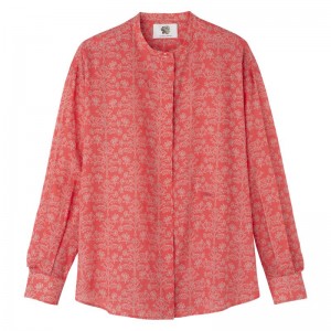 Longchamp Printed Veil Women Shirts Pink | Australia-589SKLDYU