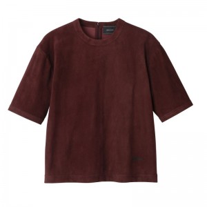 Longchamp Short Leather Women Top Burgundy | Australia-042QATPCX