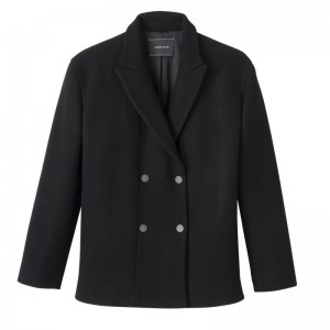 Longchamp Straight Short Women Coat Black | Australia-049CQKYSG
