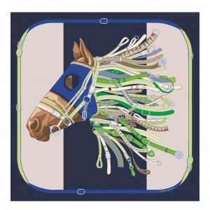 Longchamp Tête De Cheval 90 Women Scarf Navy | Australia-340FVWCJR