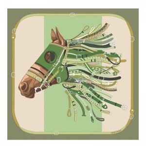 Longchamp Tête De Cheval 90 Women Scarf Olive / Multicolor | Australia-726XRAJVB