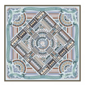 Longchamp Vegetable Garden 90 Women Scarf Navy | Australia-635GHUWFE