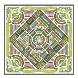 Longchamp Vegetable Garden 90 Women Scarf Khaki | Australia-137QFRYJN